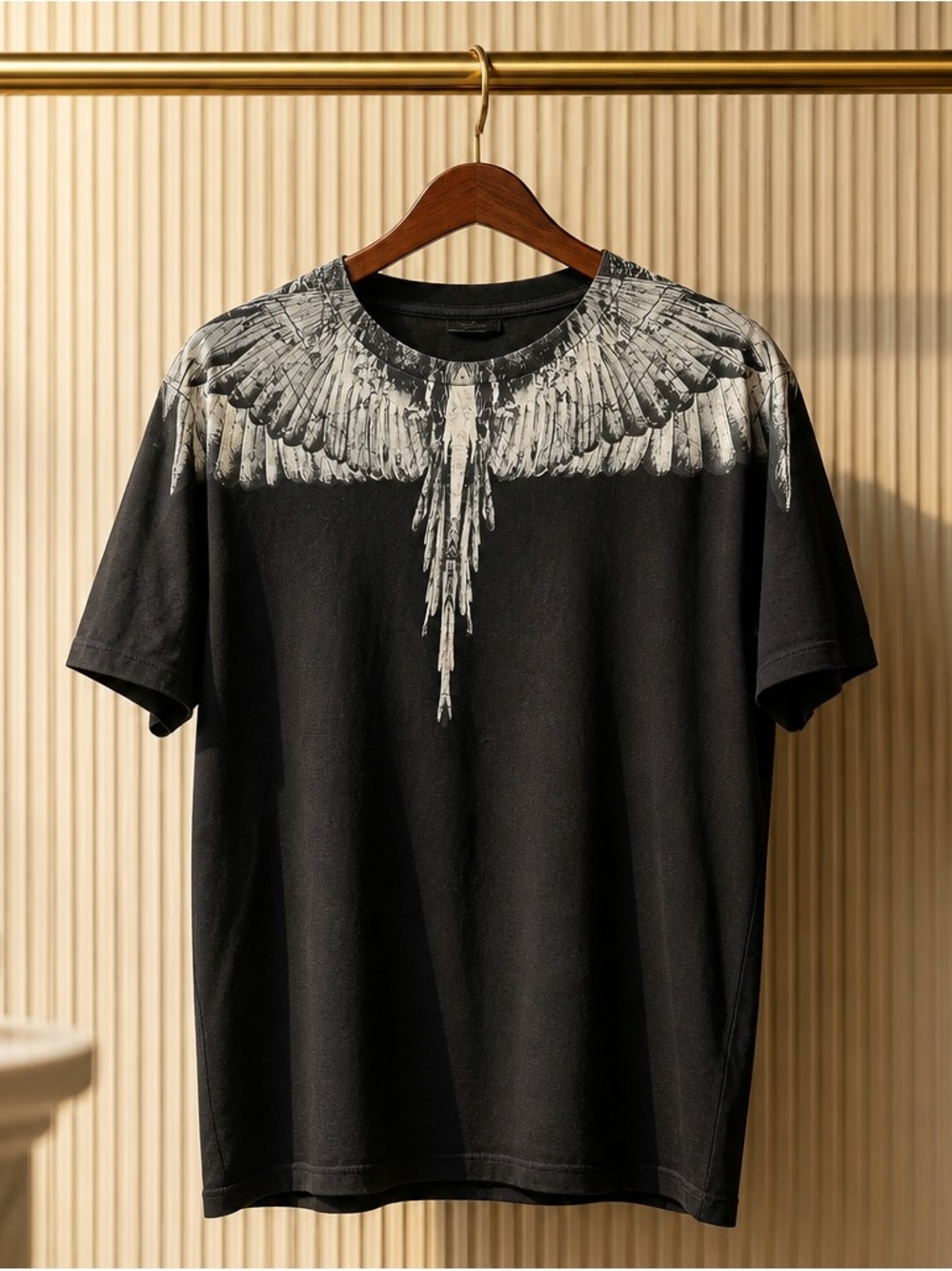 Marcelo Burlon County of Milan Black Tee with White Wing Print